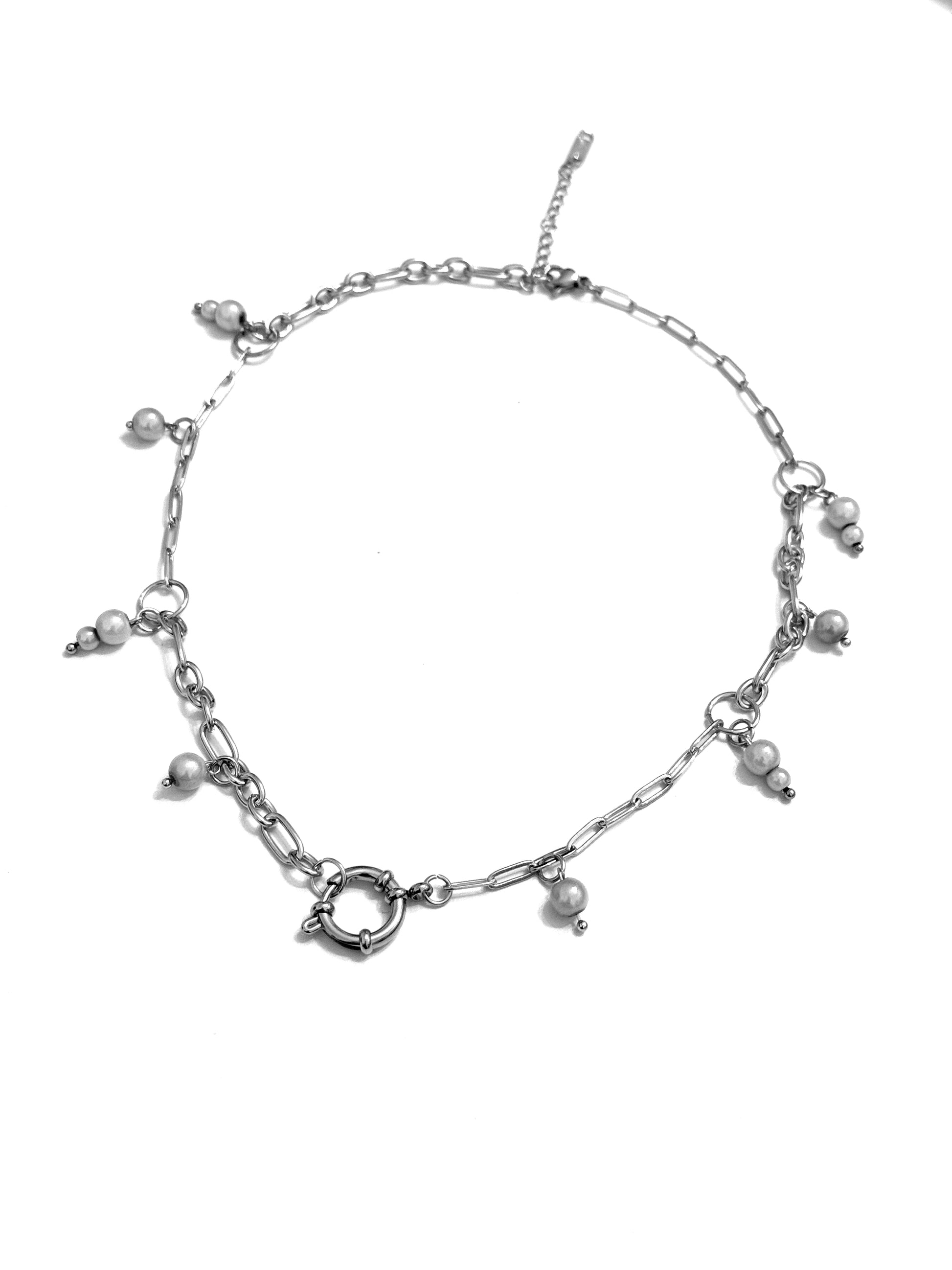 STEEL Reflective Pearls Necklace 002