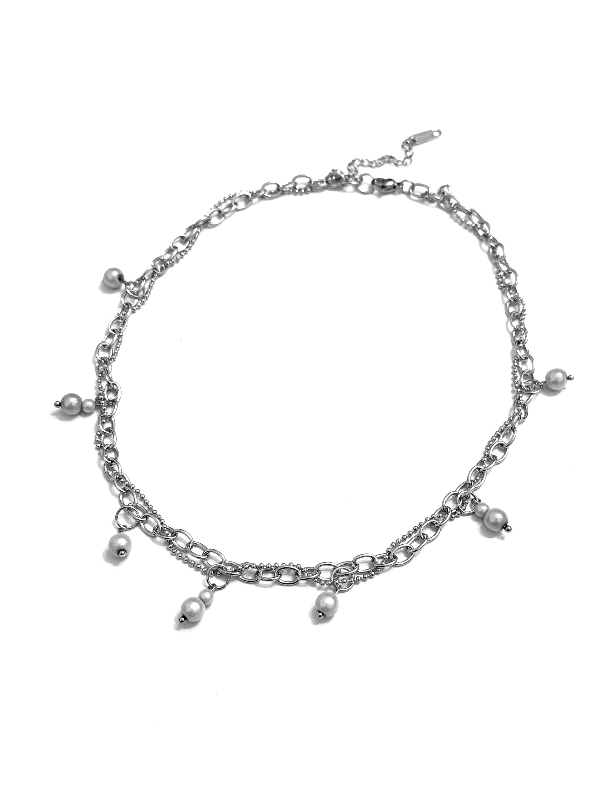 STEEL Reflective Pearls Necklace 001