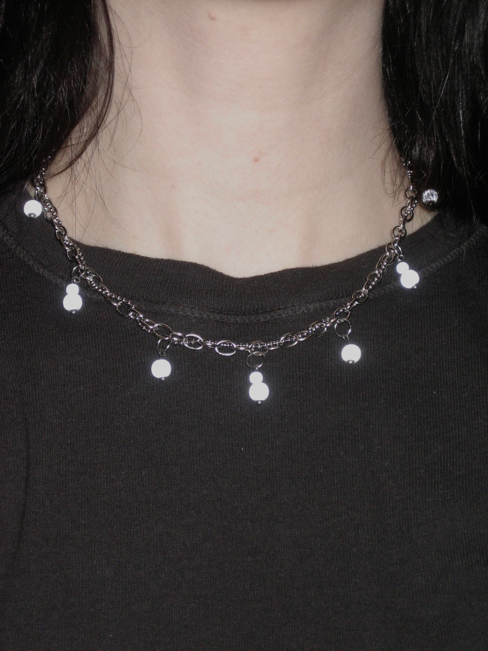 STEEL Reflective Pearls Necklace 001