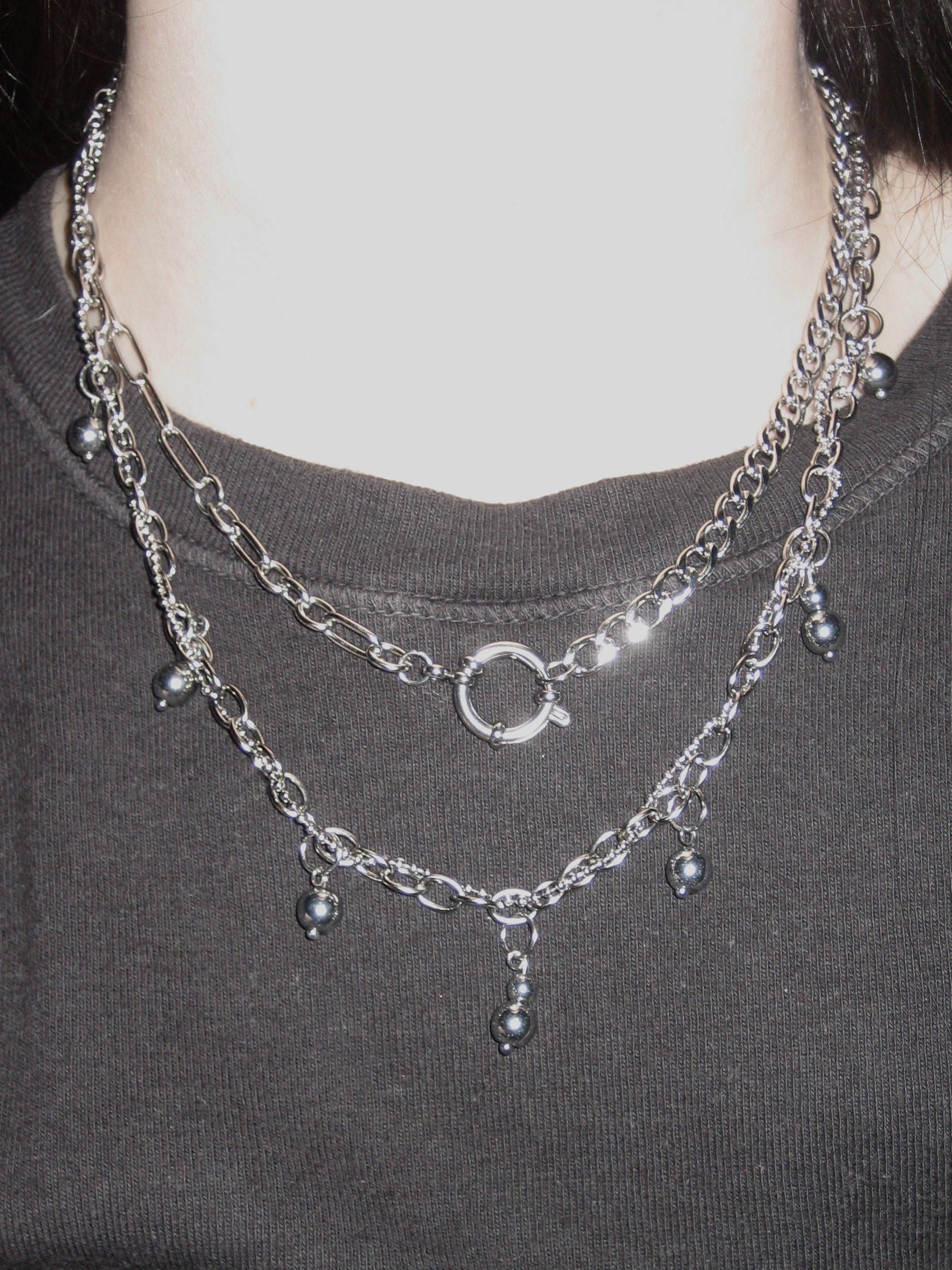 STEEL Pearls Necklace 001